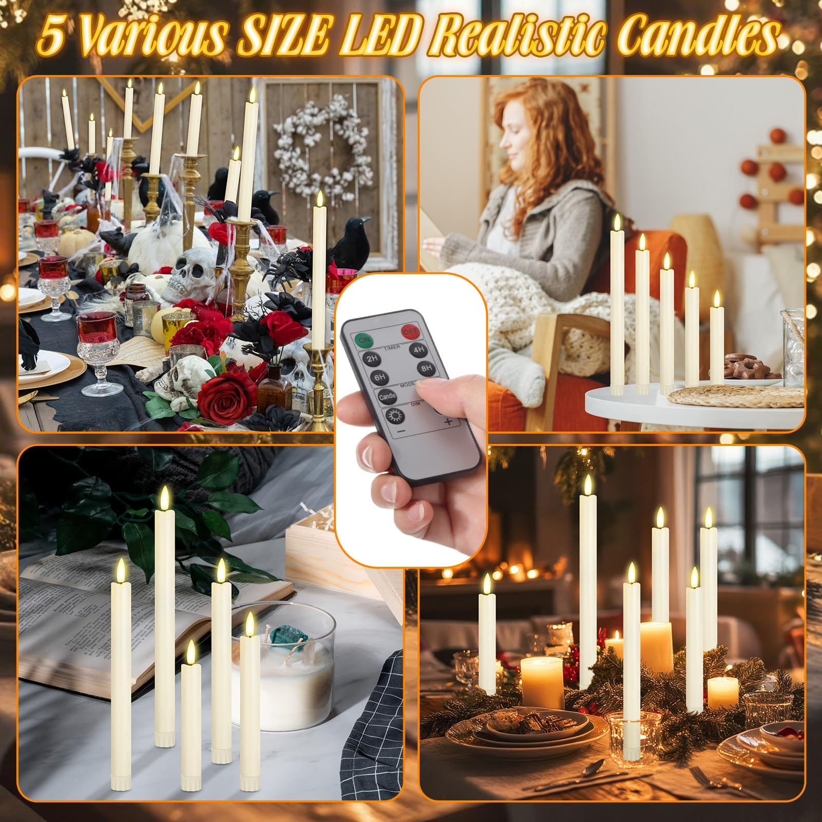 Rossesay flameless taper candles for wedding decor and ambience