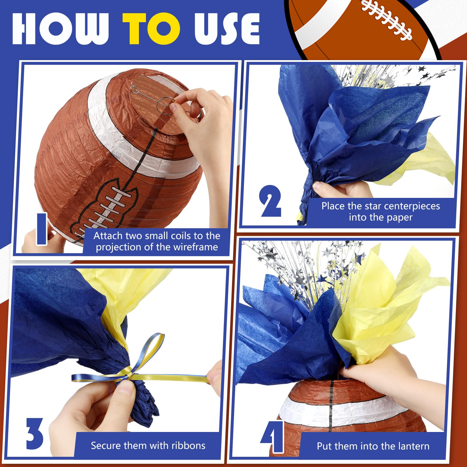 Rossesay football decor set showing easy assembly and display