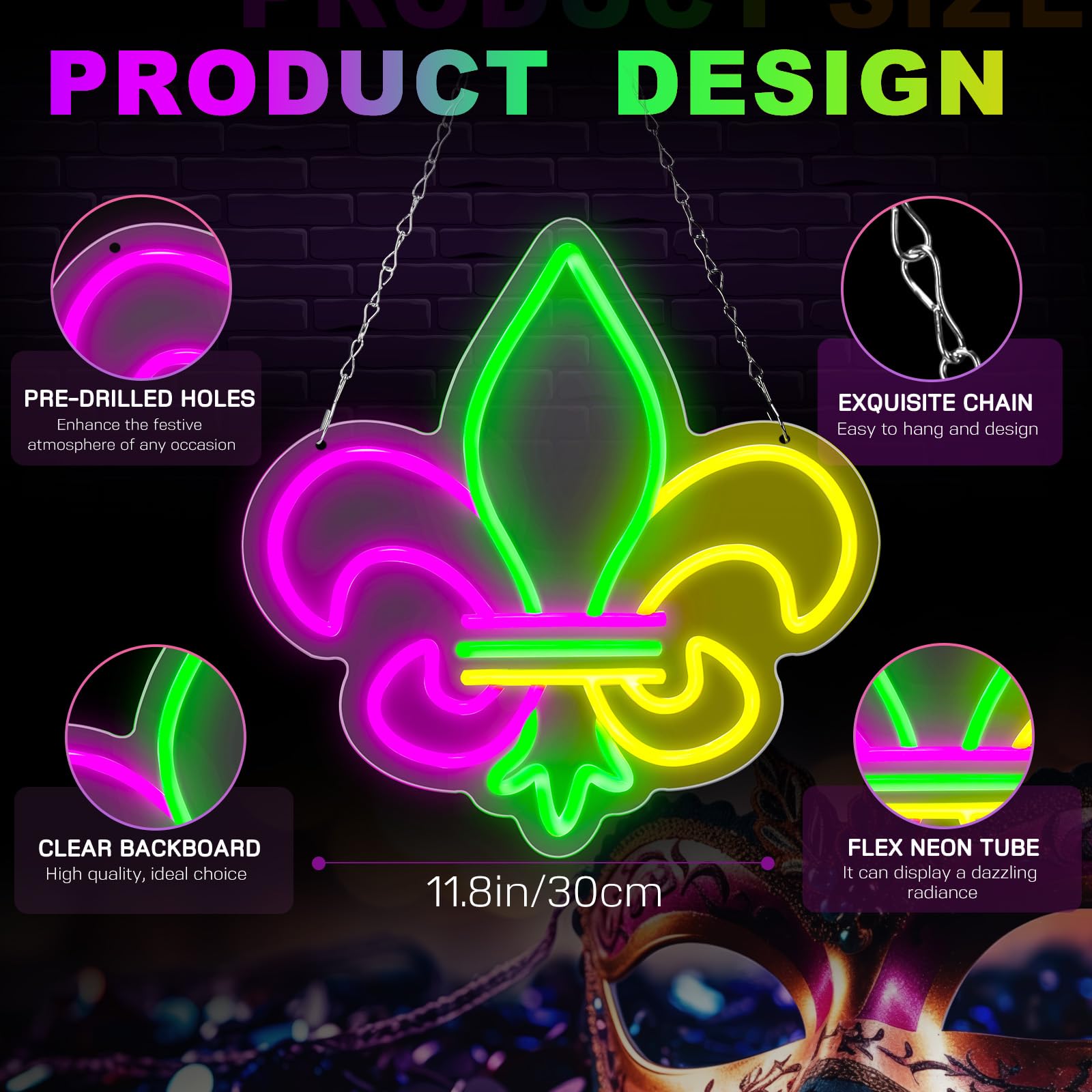 Rossesay neon sign durable acrylic with dual hooks for easy hanging.