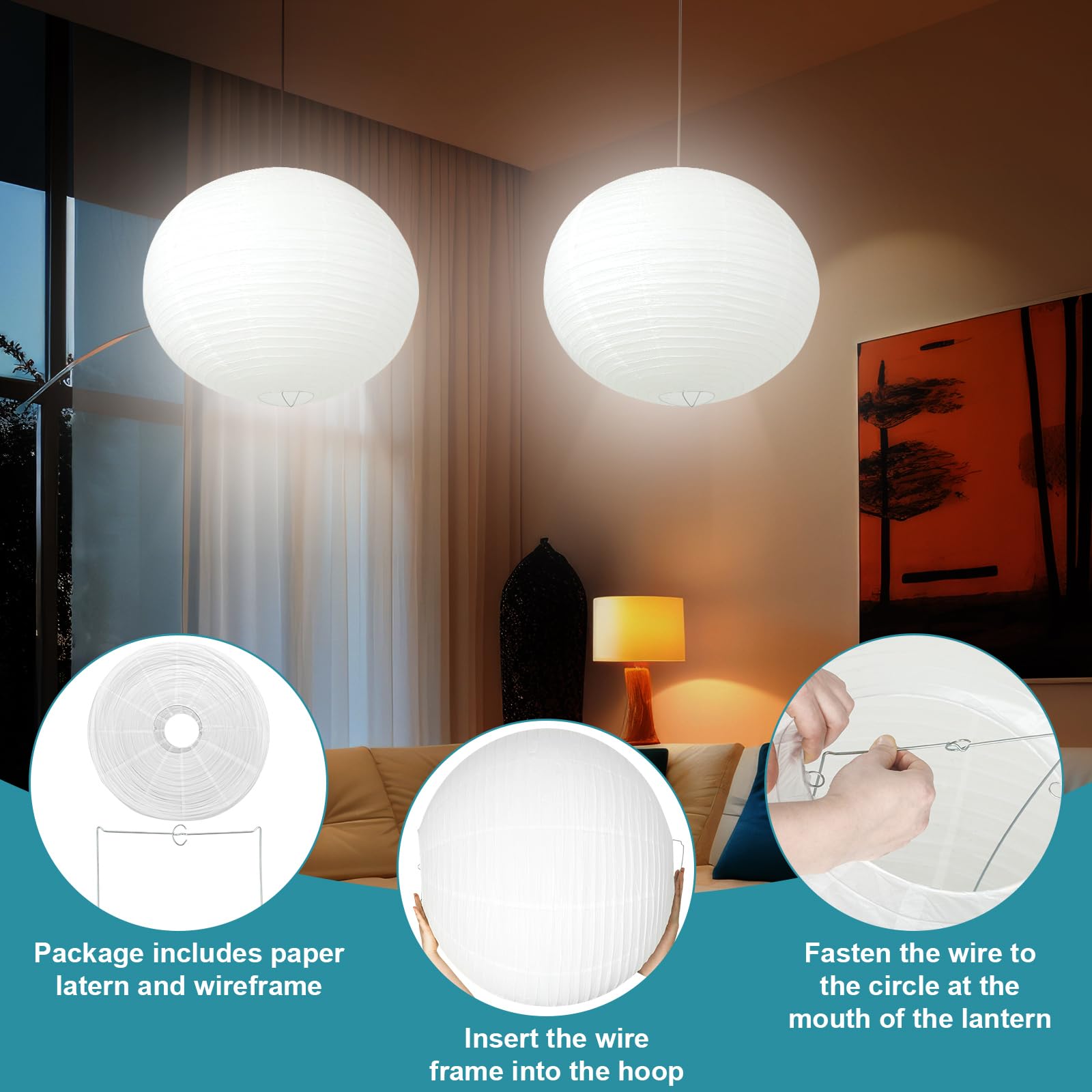 Rossesay six metal hooks for secure lantern hanging.