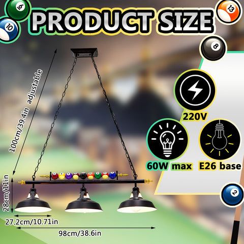 Rossesay adjustable-chain billiard light lets you set the perfect height.