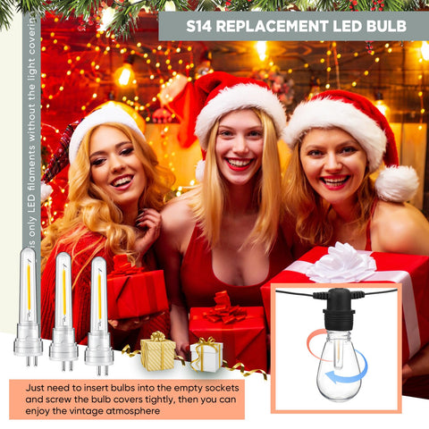 Rossesay S14 bulbs with durable plastic and rubber construction for outdoor reliability.