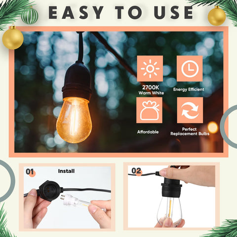 Rossesay S14 1.5W LED bulb offers energy-efficient lighting for gardens and patios.