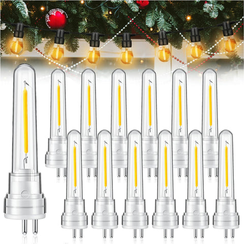 Rossesay S14 bulbs for outdoor string lights in waterproof housing, ideal for patio décor.