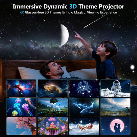 Rossetta 3D Projector with Bluetooth speaker enhances room ambiance and sound