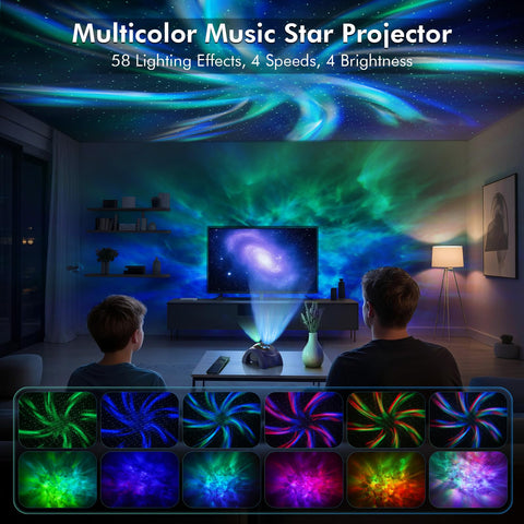 Rossetta aurora nebula light creates a dreamy ceiling display for relaxation.