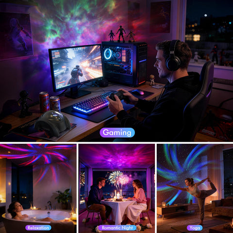 Rossetta dynamic brightness and rotation customize a personalized galaxy scene.