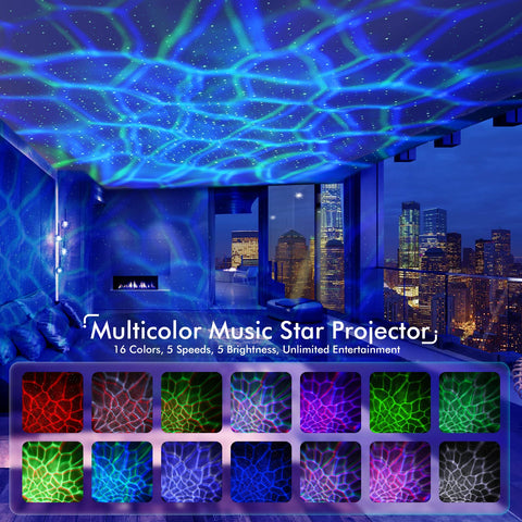 Rossetta Galaxy Projector bedside scene with calming lights for sleep