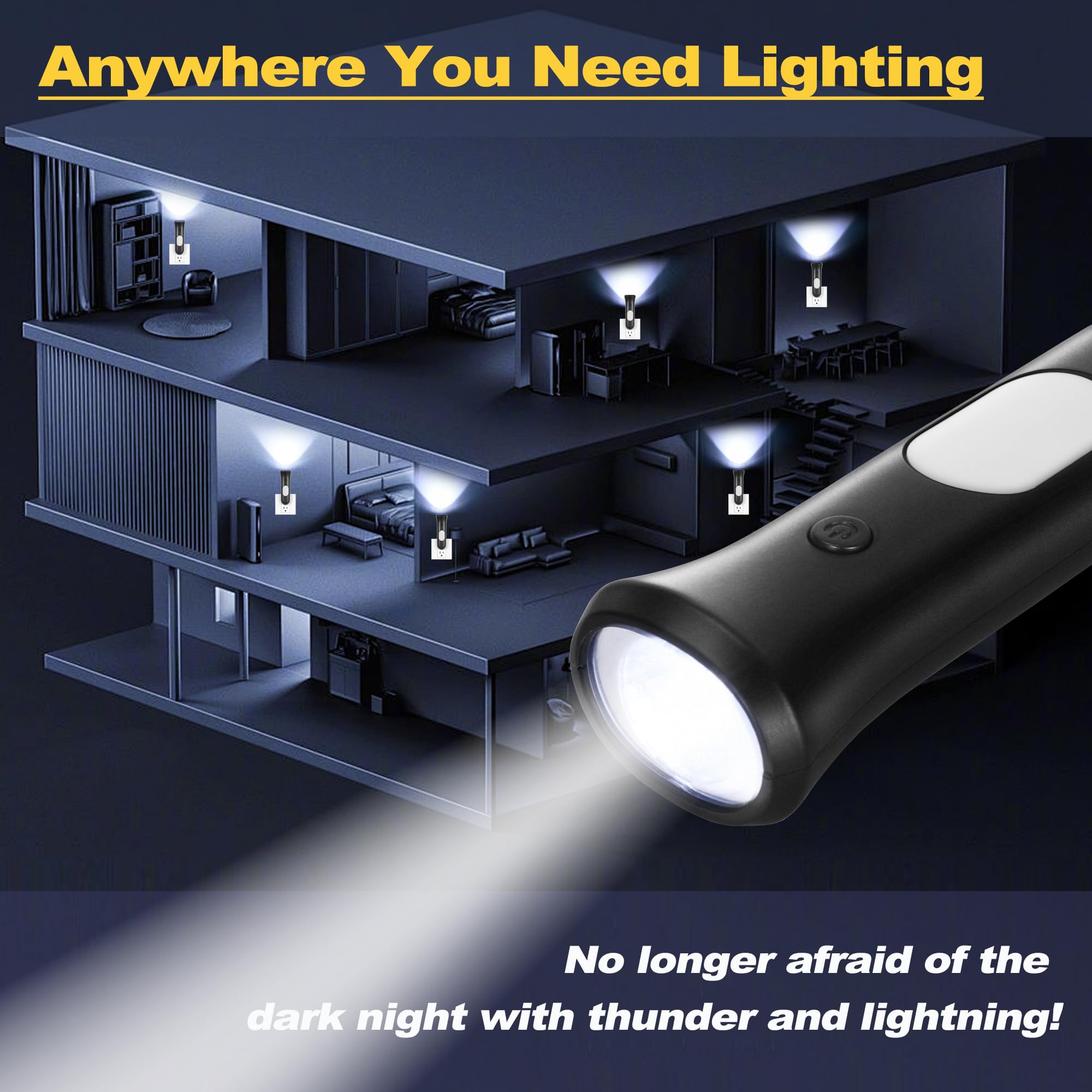 ROSSEX 3-pack emergency LED flashlights for home preparedness and convenience.