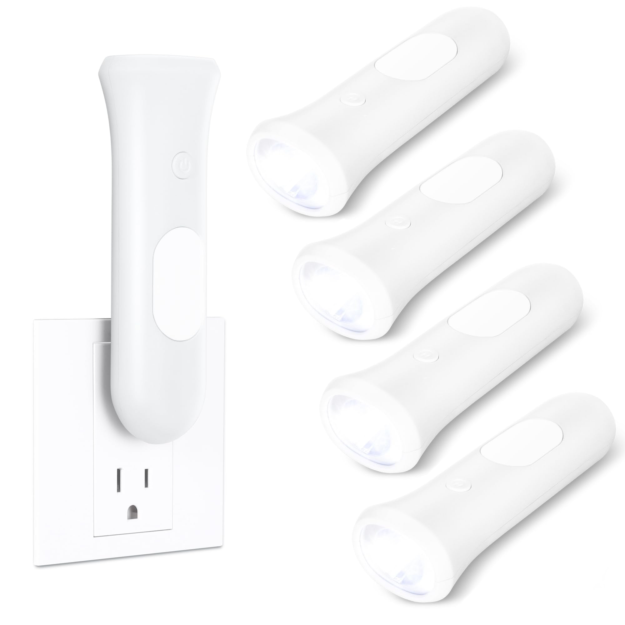 ROSSEX 4-in-1 emergency light in a wall outlet, ready during power outages.