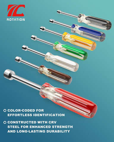 ROTATION size identification via color coding speeds setup and reduces errors.