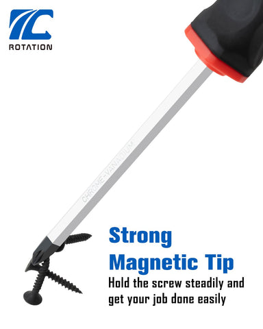 ROTATION color-coded handles distinguish Phillips and flat head drivers at a glance.