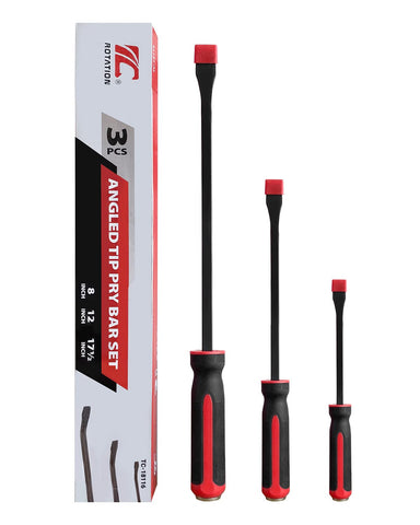 Rotation pry bar set angled-tip designed for confined-area prying