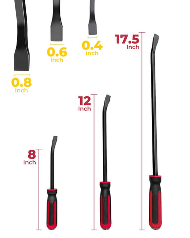 Rotation pry bar set with strike-cap handle resists hammer blows