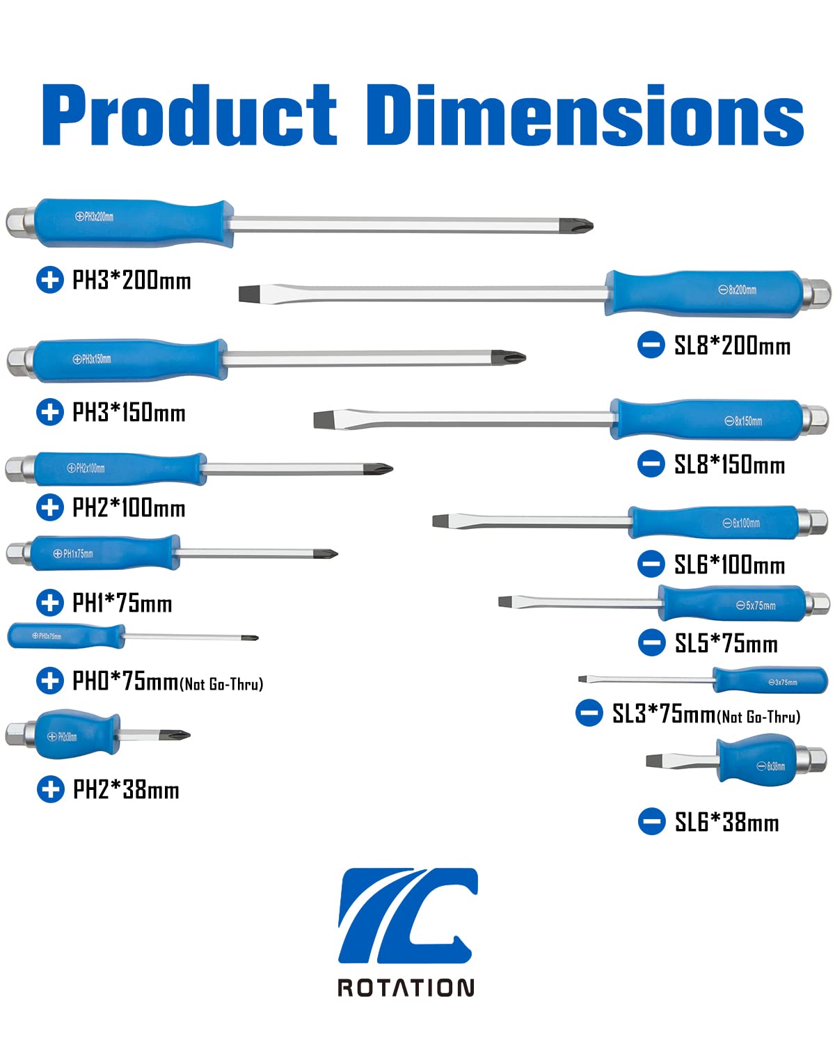 ROTATION magnetic tips help hold screws for one-handed use during repairs.