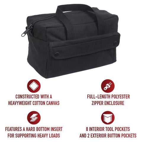 Rothco Mechanic's Tool Bag dual carry handles enable easy transport.