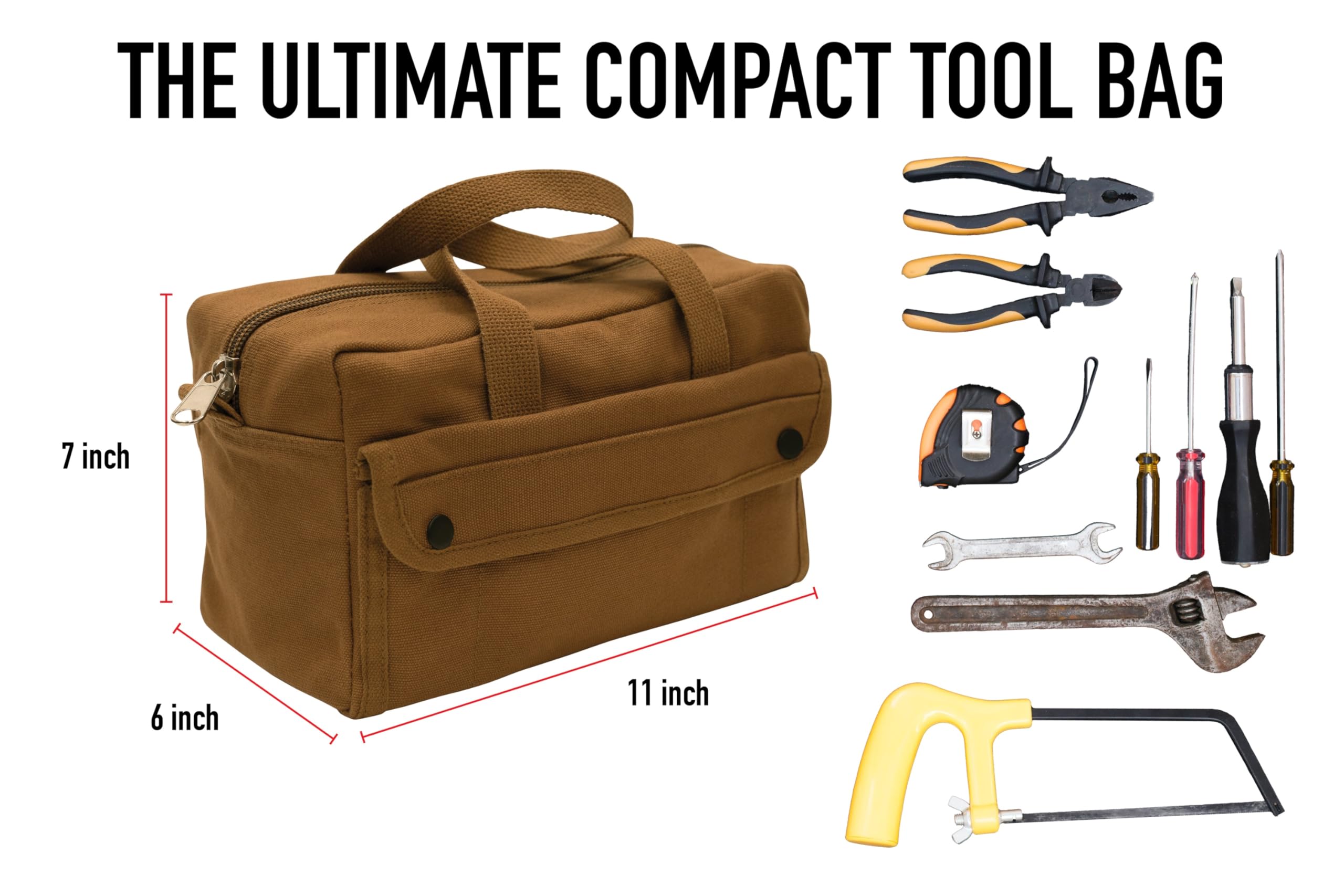 Rothco Mechanic's Tool Bag hard bottom insert supports weight and stabilizes tools.