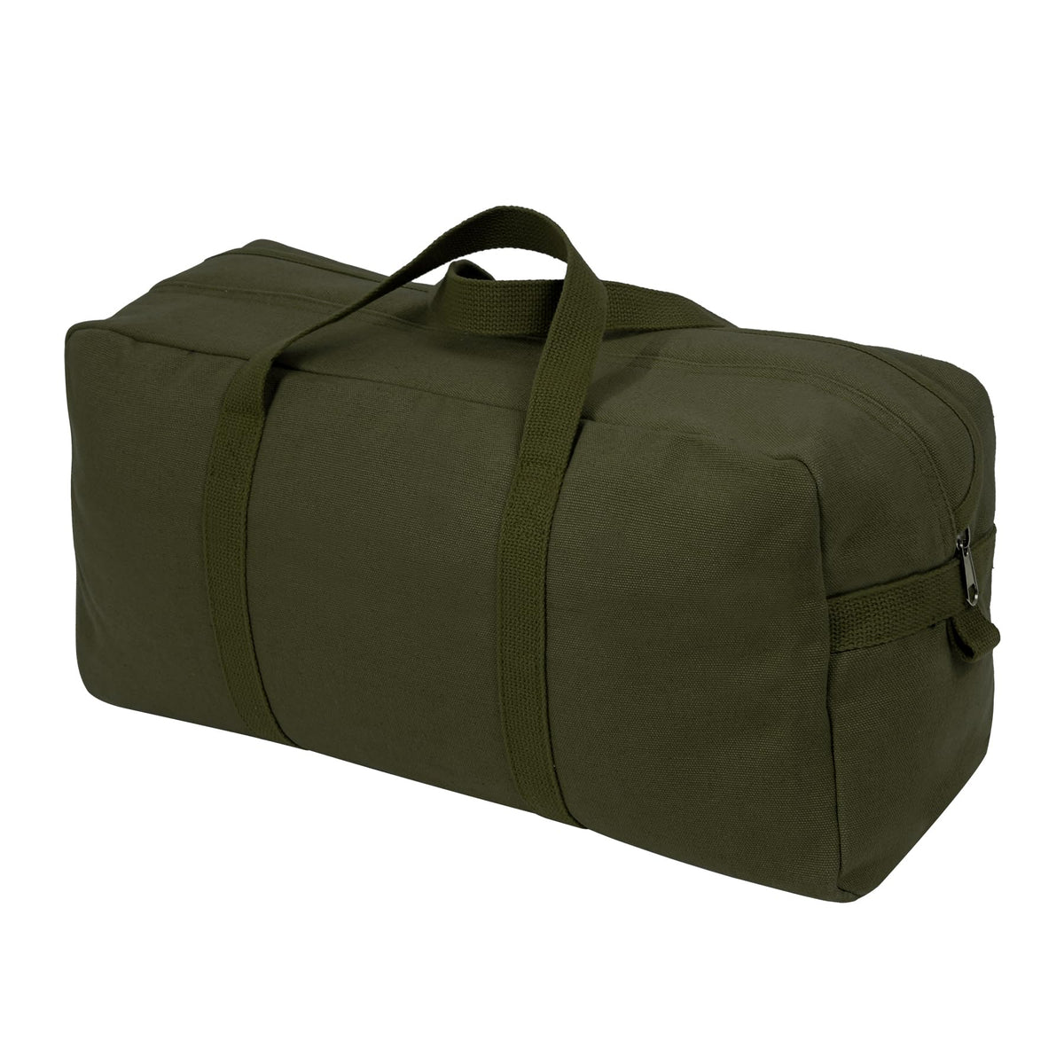 Rothco Tanker Tool Bag front view in olive drab reveals rugged canvas.
