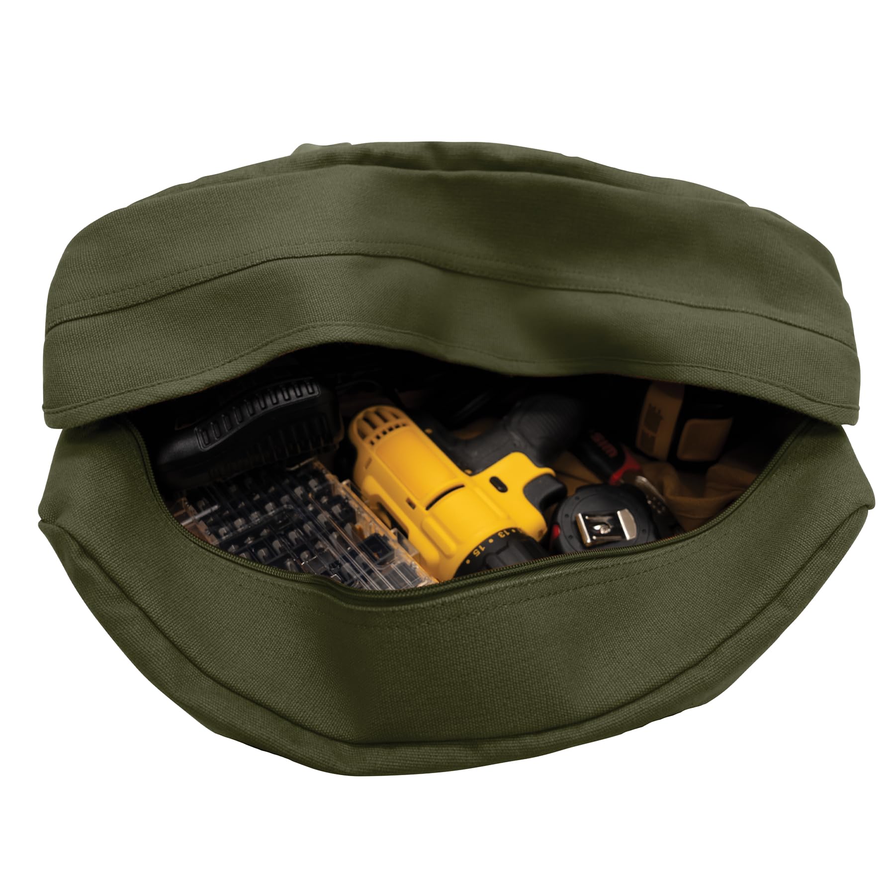 Rothco Tanker Tool Bag military-style olive drab finish blends with gear.