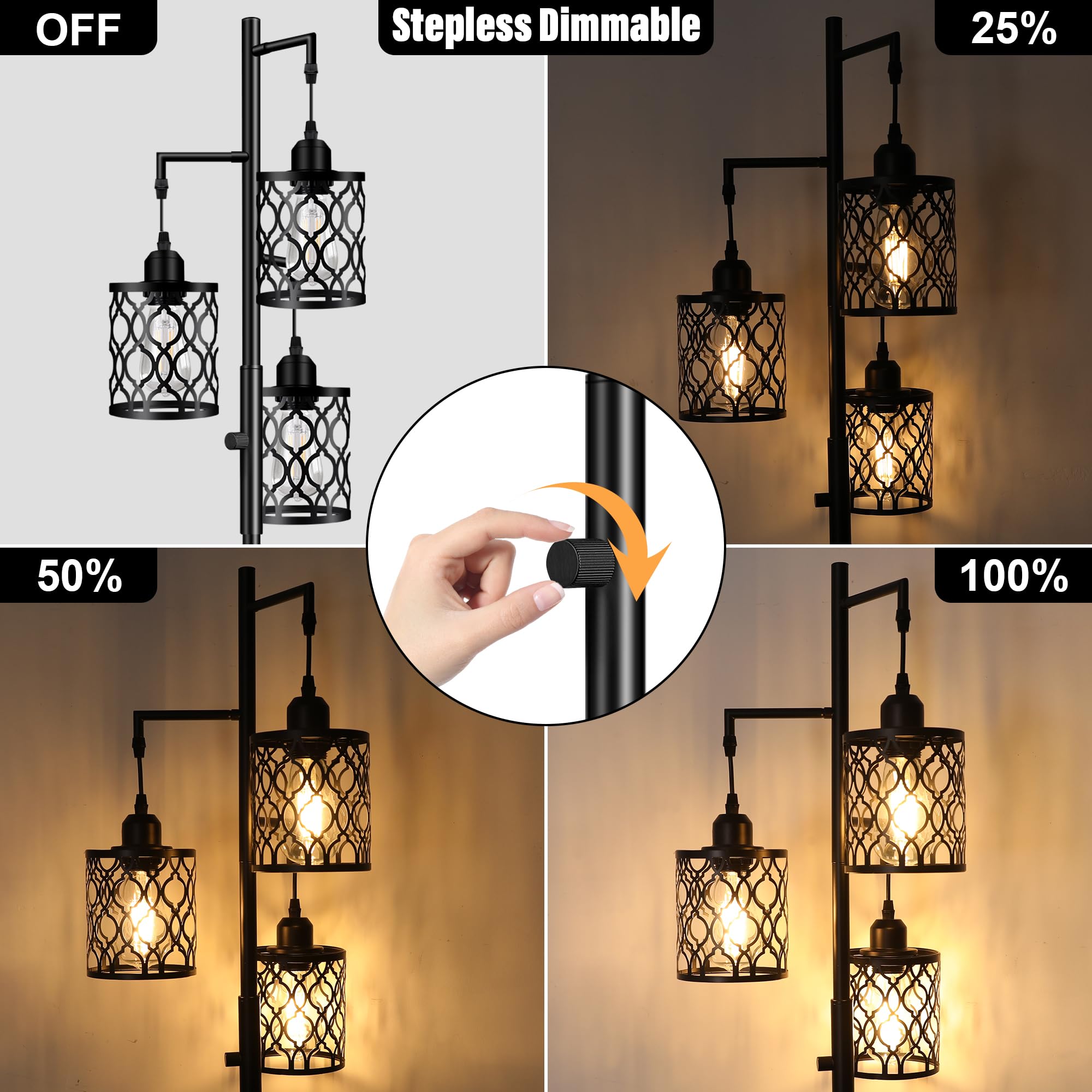 Three hanging cages design adds industrial charm to your living room or office.