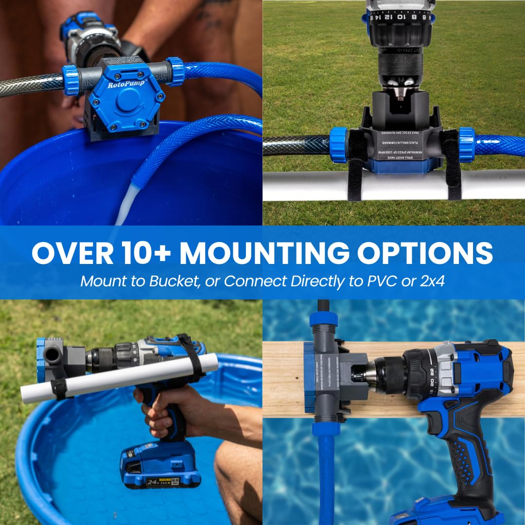 RotoScrub RotoPump drains a tub or aquarium without splashing.