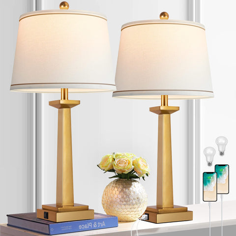ROTTOGOON 29-inch gold table lamp base with resin brass finish for a contemporary living room