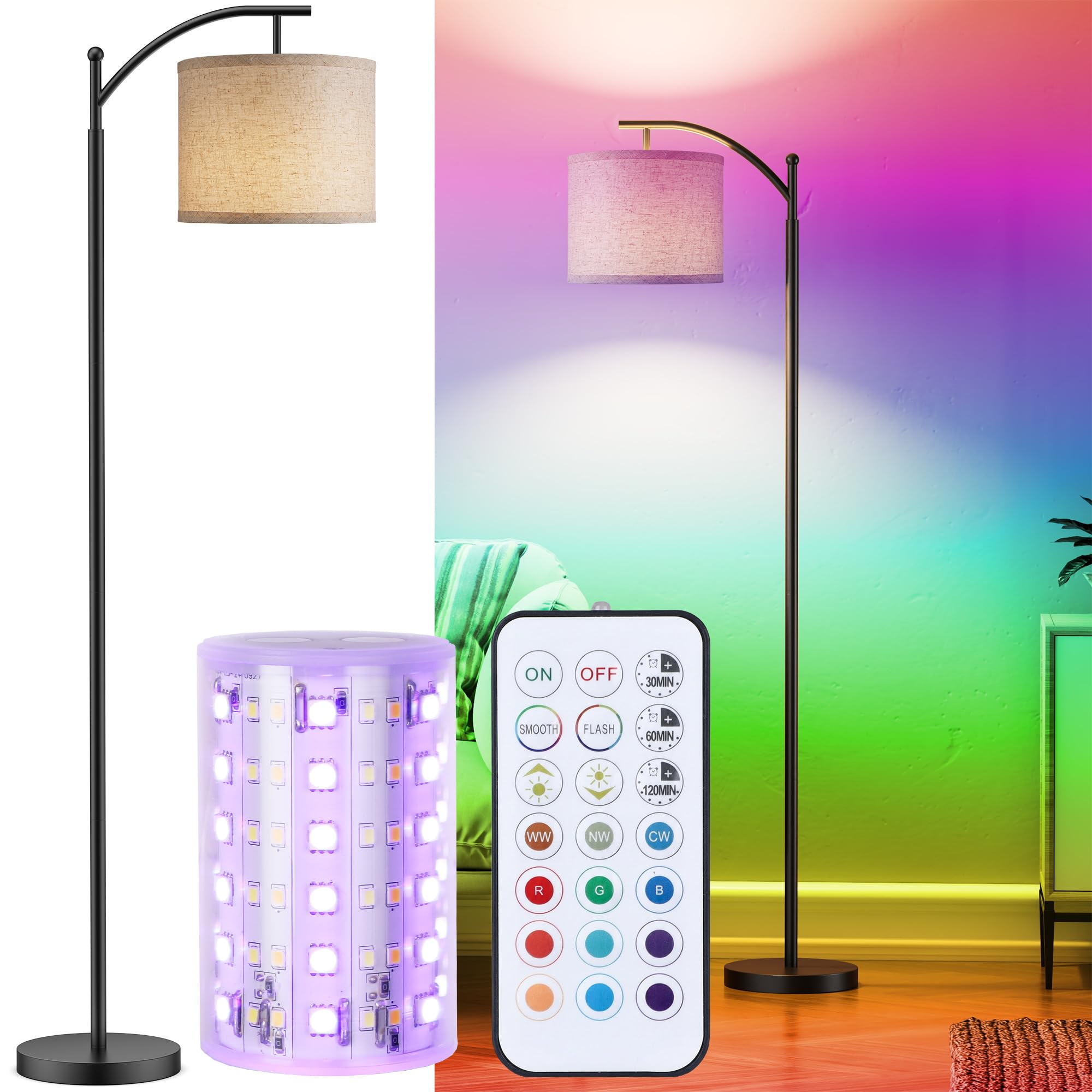 ROTTOGOON battery-operated floor lamp with remote control for effortless lighting in living rooms.