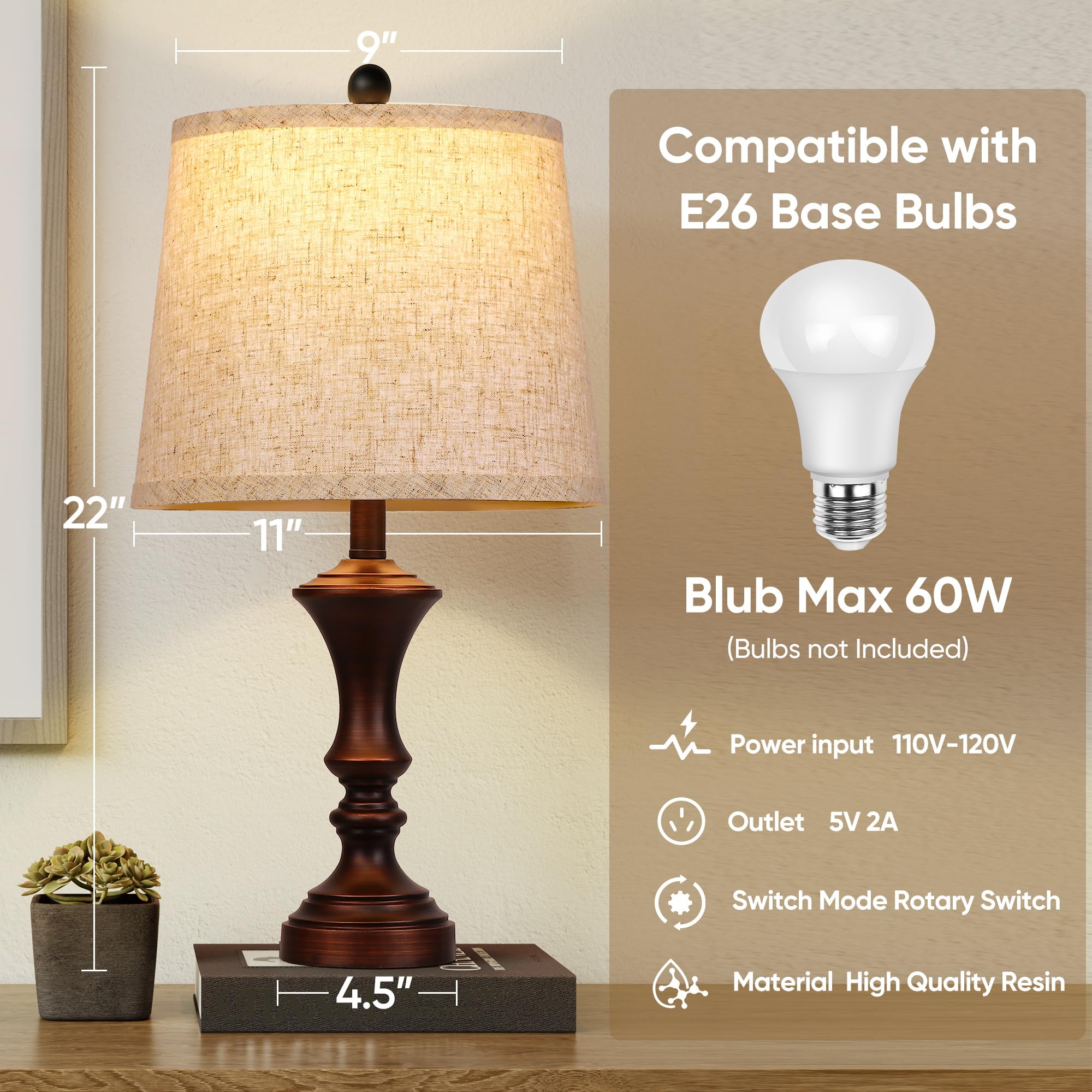 ROTTOGOON bedroom lamps on a nightstand complement vintage decor.