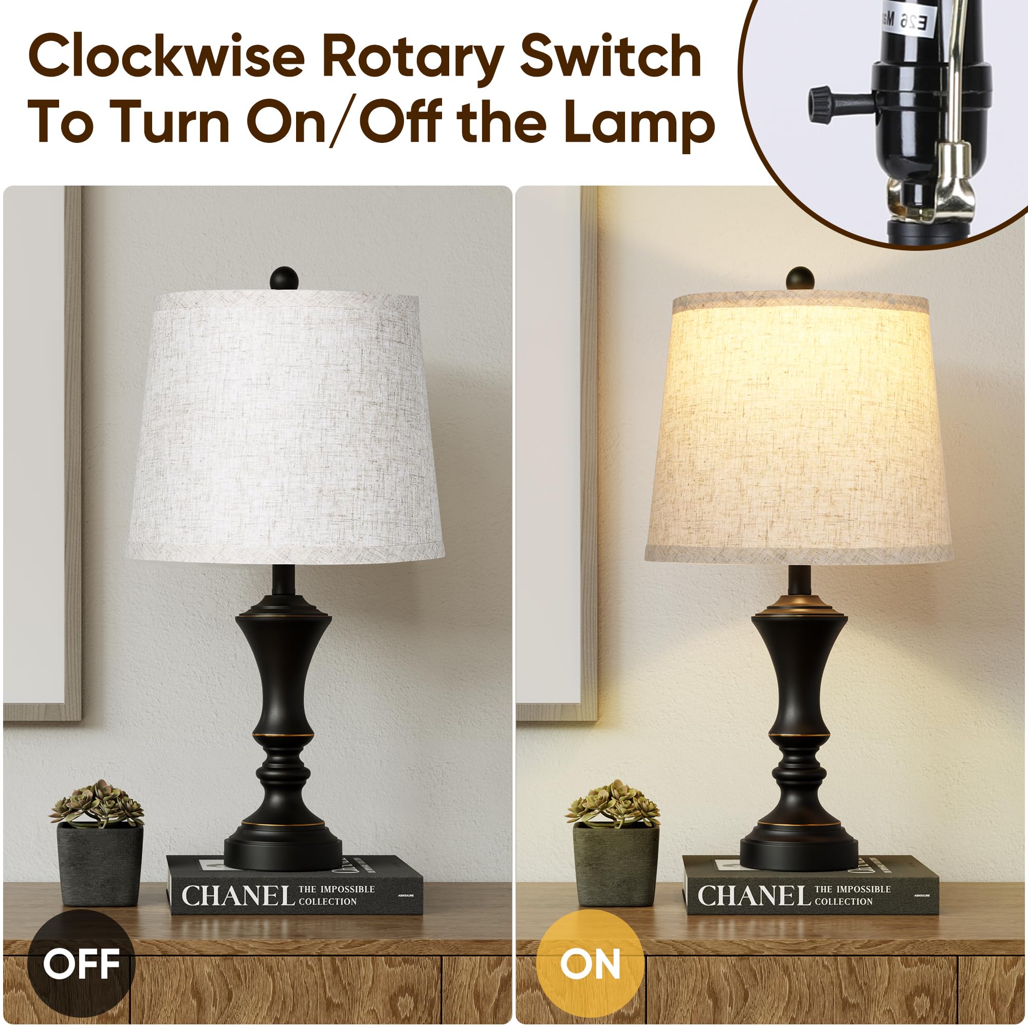 RottoGoon black resin base and linen shade for sturdy elegant lighting