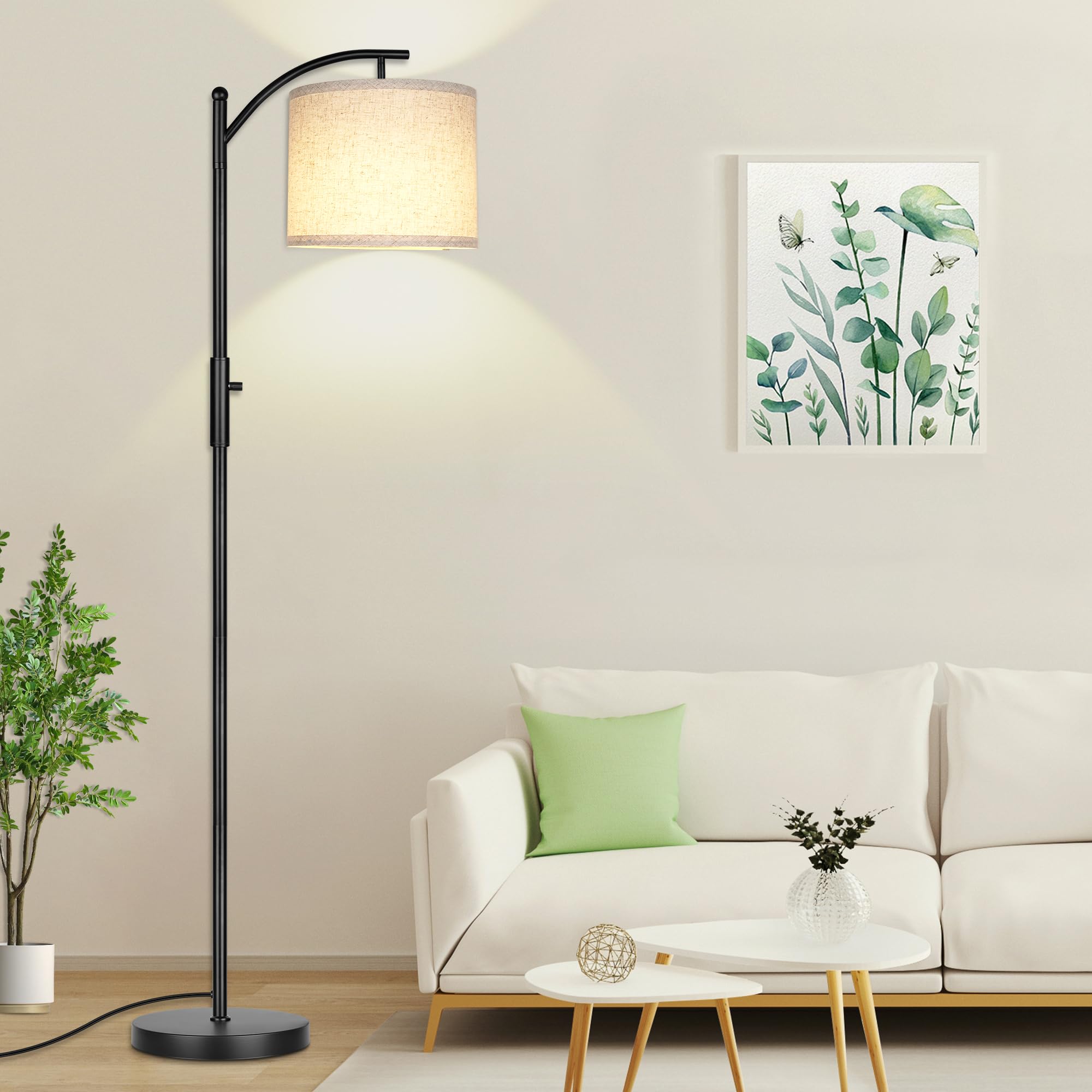 ROTTOGOON dimmable arc lamp in a modern living room for adjustable lighting