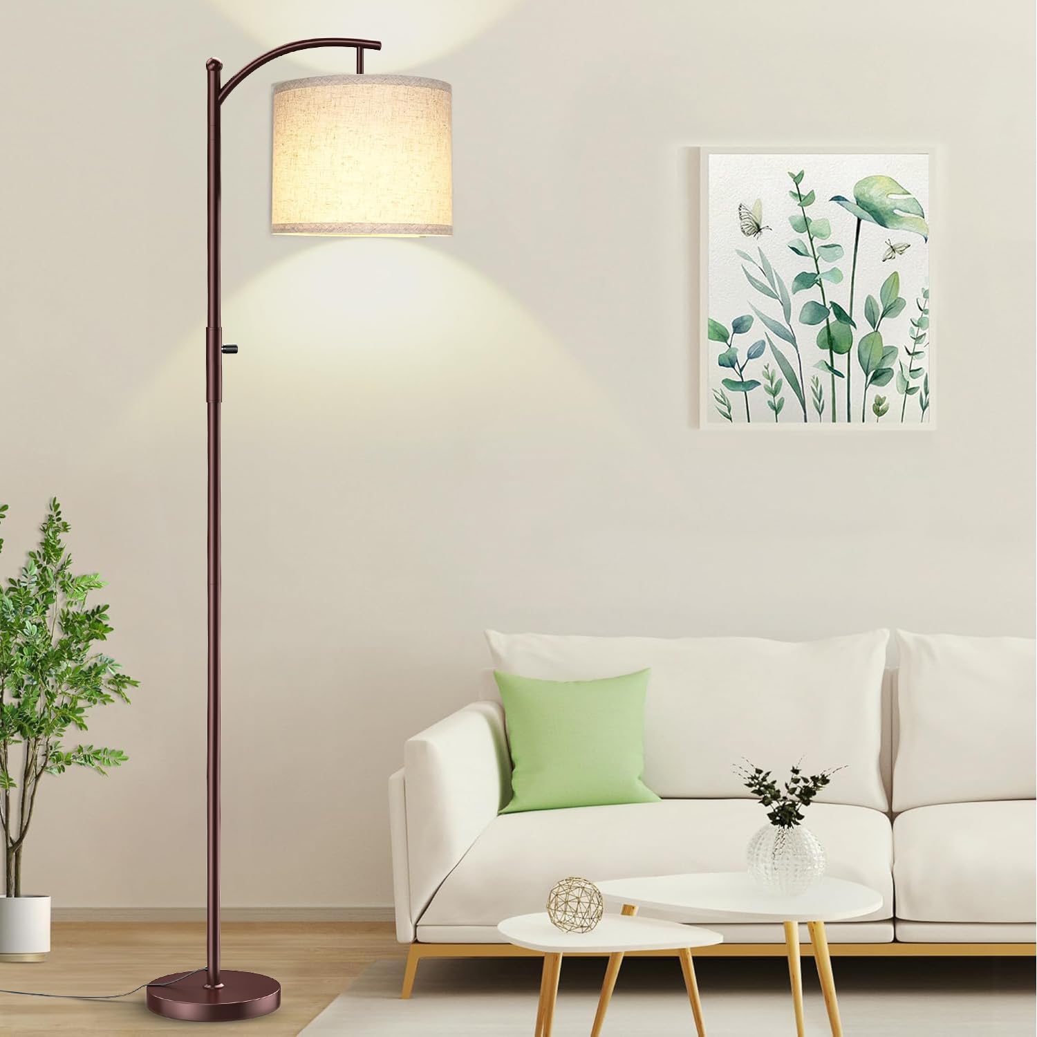 ROTTOGOON dimmable arc floor lamp with elegant arc design for living spaces