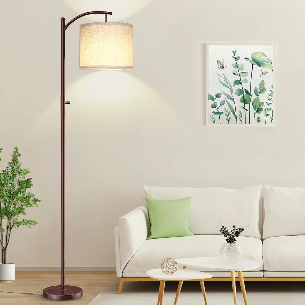 ROTTOGOON dimmable arc floor lamp with elegant arc design for living spaces