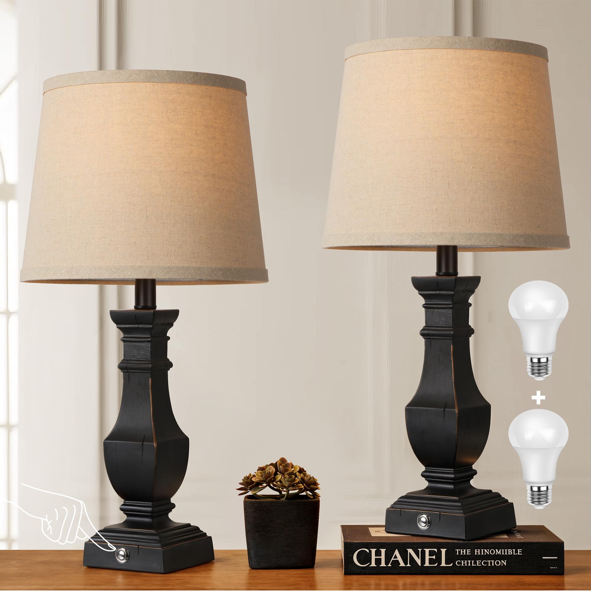 ROTTOGOON dimmable table lamp front view for versatile living room lighting.