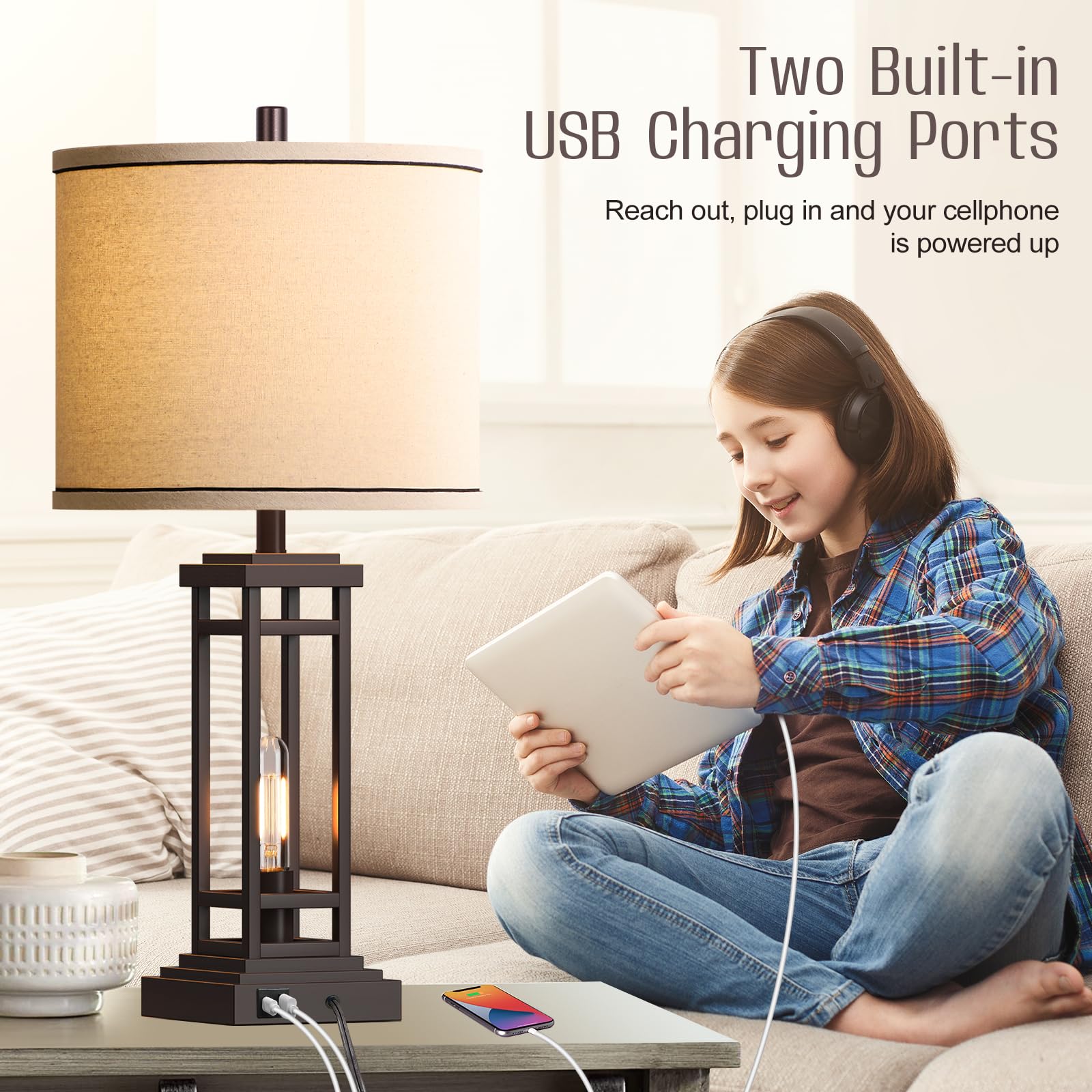 ROTTOGOON fabric shade softens light for comfortable evenings