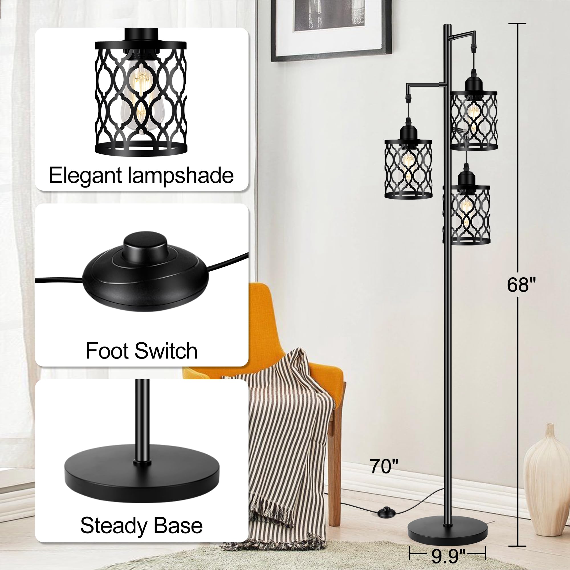 ROTTOGOON 68-inch tall lamp creates a dramatic vertical accent in any space.