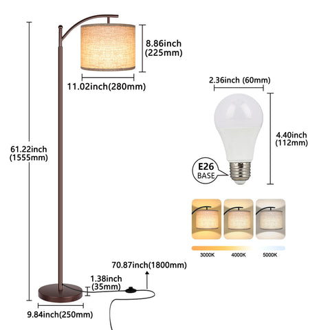 ROTTOGOON floor lamp LED 9W bulb for energy efficiency