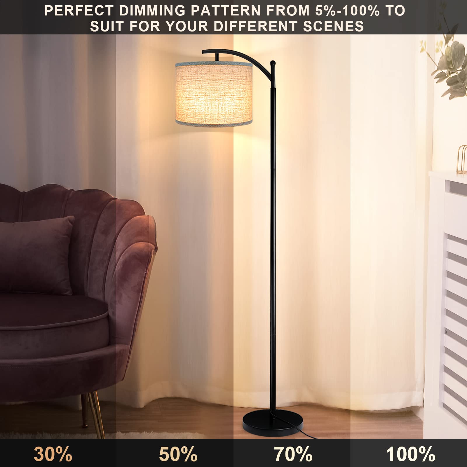 RottoGoon floor lamp remote control for quick brightness and color changes.