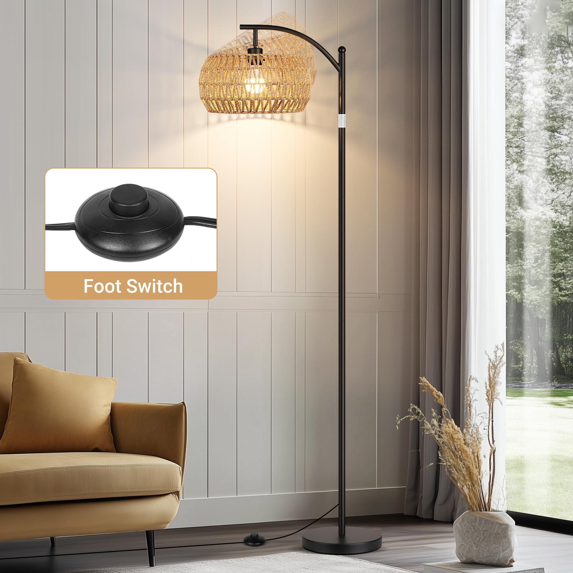 ROTTOGOON floor lamp convenient foot switch for hands-free control