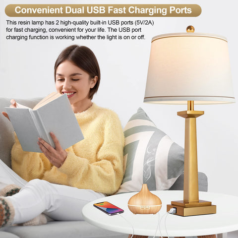 ROTTOGOON gold table lamp with white fabric shade for soft ambient light