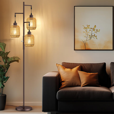 ROTTOGOON Industrial tree lamp highlights a sturdy metal base for stable placement