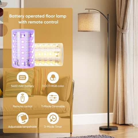 ROTTOGOON LED floor lamp displaying color temperature options for versatile ambience.