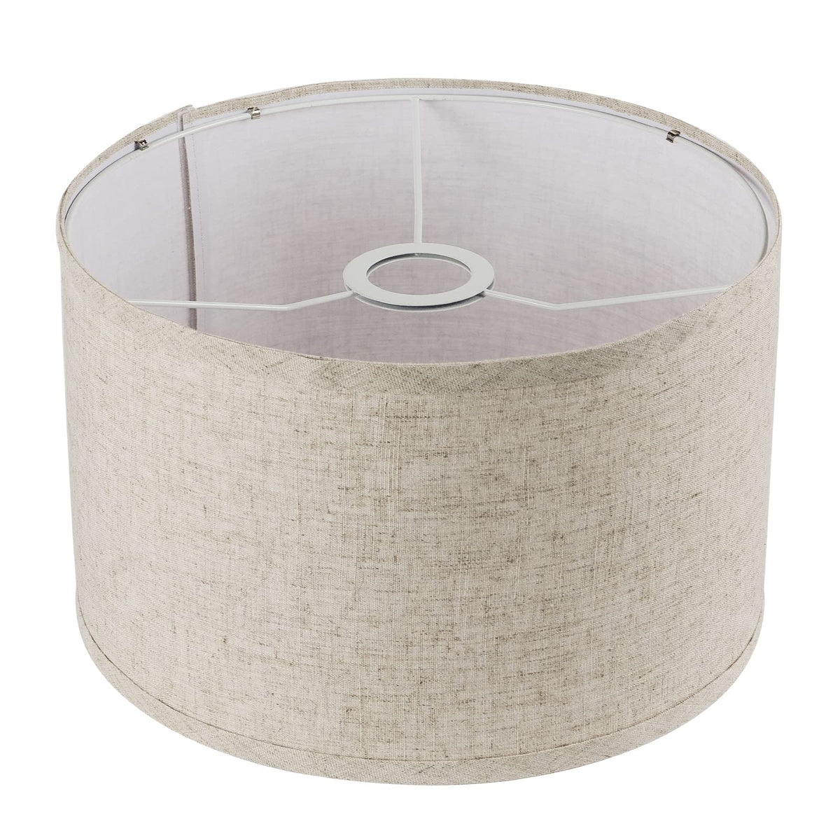 ROTTOGOON lampshade top view shows beige linen texture for warm ambient lighting