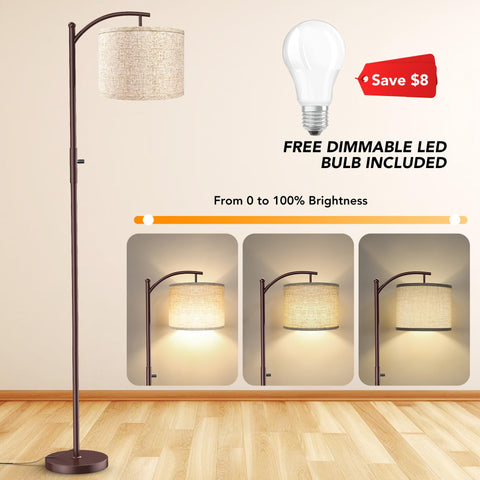 ROTTOGOON linen-shade floor lamp adds warm ambience to rooms