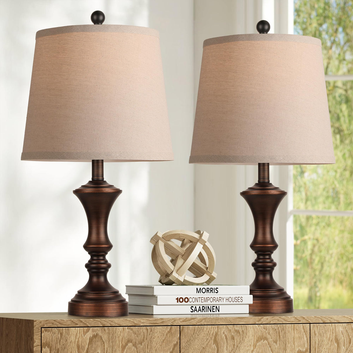 ROTTOGOON retro table lamp on nightstand with warm ambient lighting.