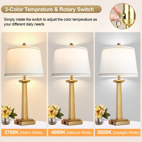 ROTTOGOON table lamp showing dual USB ports in the base for device charging