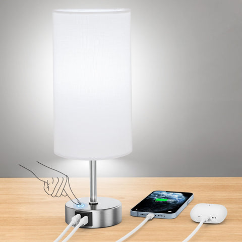 RottoGoon touch-control table lamp base in brushed nickel for easy brightness control