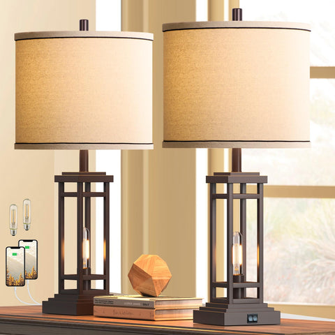 ROTTOGOON USB-base table lamp with built-in ports for easy charging