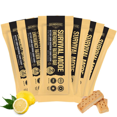 ROUNDHOUSE PROVISION lemon shortbread bar packaging highlights long shelf life for emergency kits.