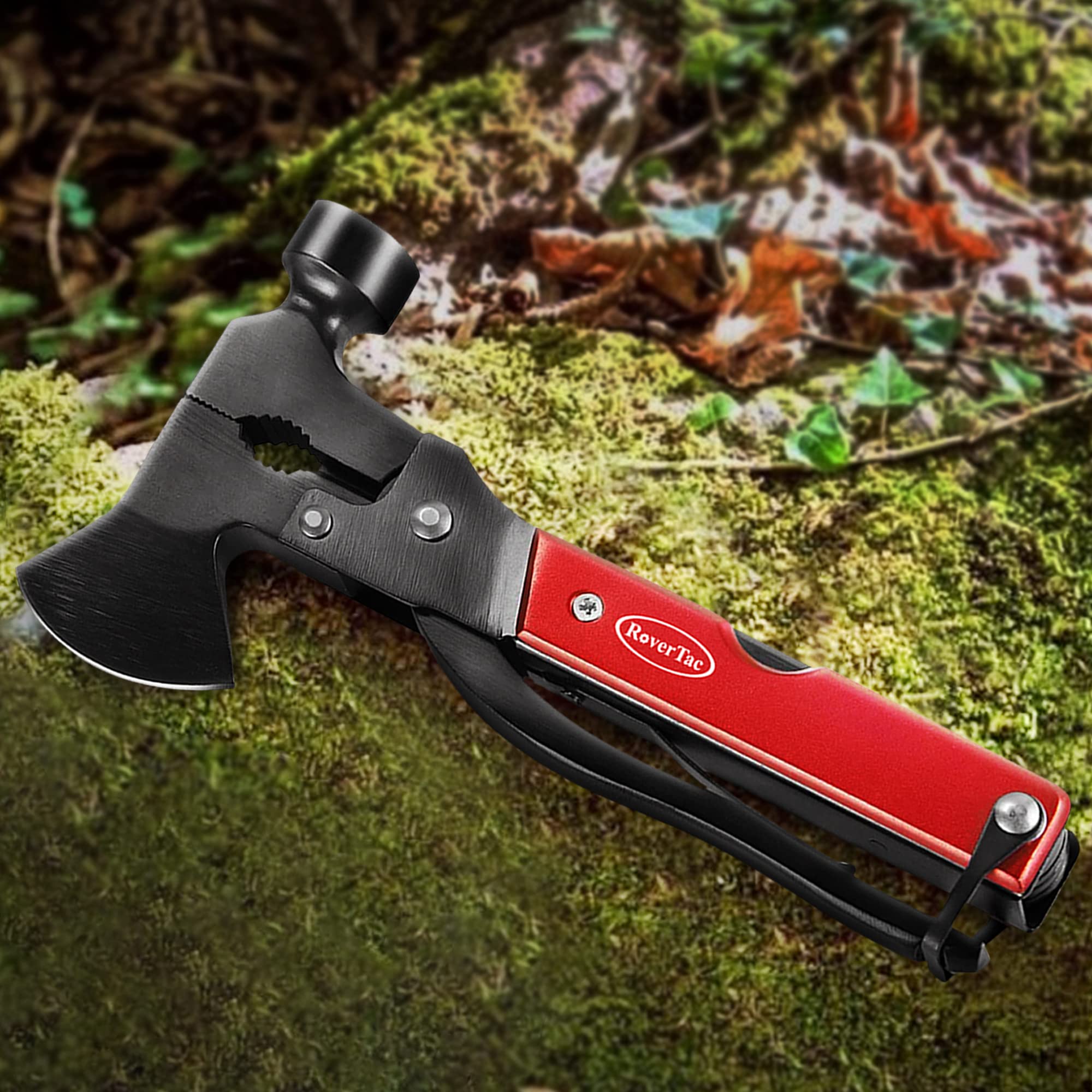 RoverTac multitool hammer for driving stakes on a campsite