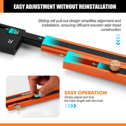 ROVITEK stair tread template secure angle lock prevents slippage for stable measurements.